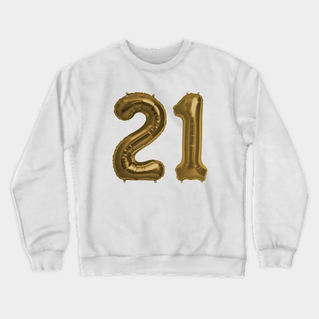 Bronze 21st Birthday Metallic Helium Balloons Numbers Crewneck Sweatshirt by podartist